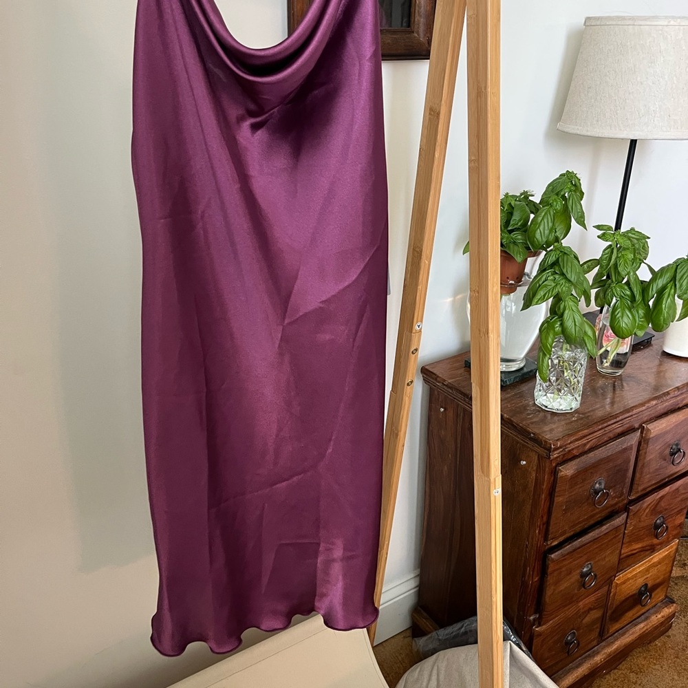 bebe Purple Satin Midi Dress